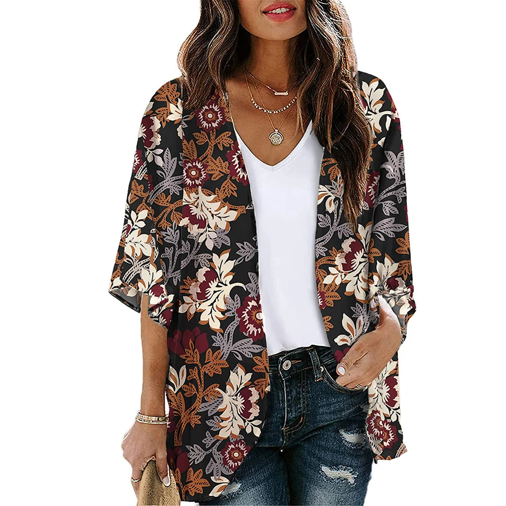 Kimono Shimmer: Cardigan con estampado floral - Talla M