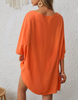 Vestido Holgado de verano Zaxi - Diseño de Tejido Central - Talla M Naranja