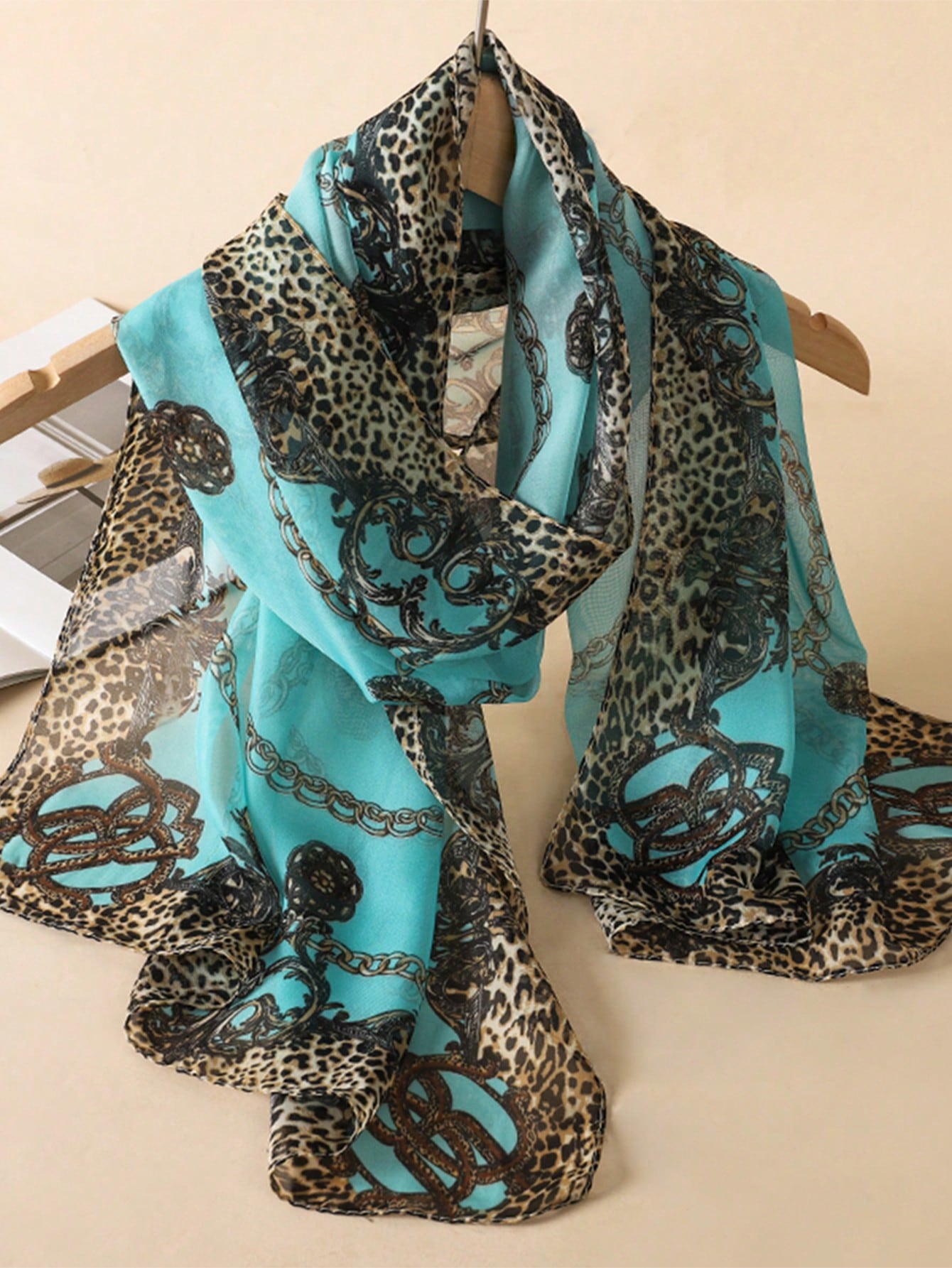 Pashmina Selia de Gasa diseño Animal Print | Turquesa