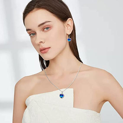 Set Collar y Aretes Corazón - Ocean Heart Azul