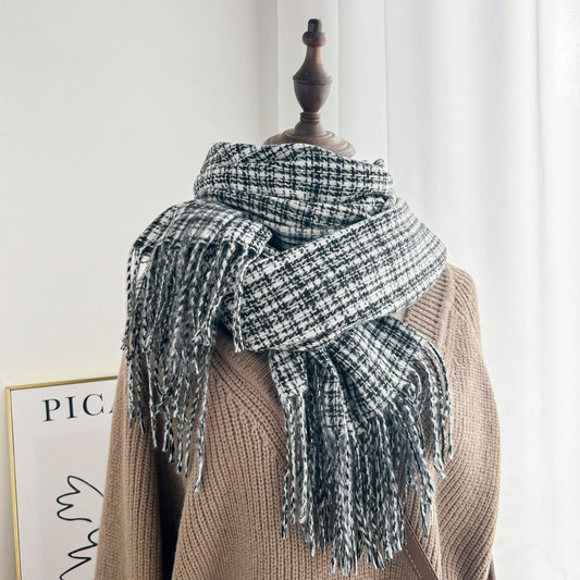 Bufanda Shanell Greyson Estilo Tweed con Flecos | Negro