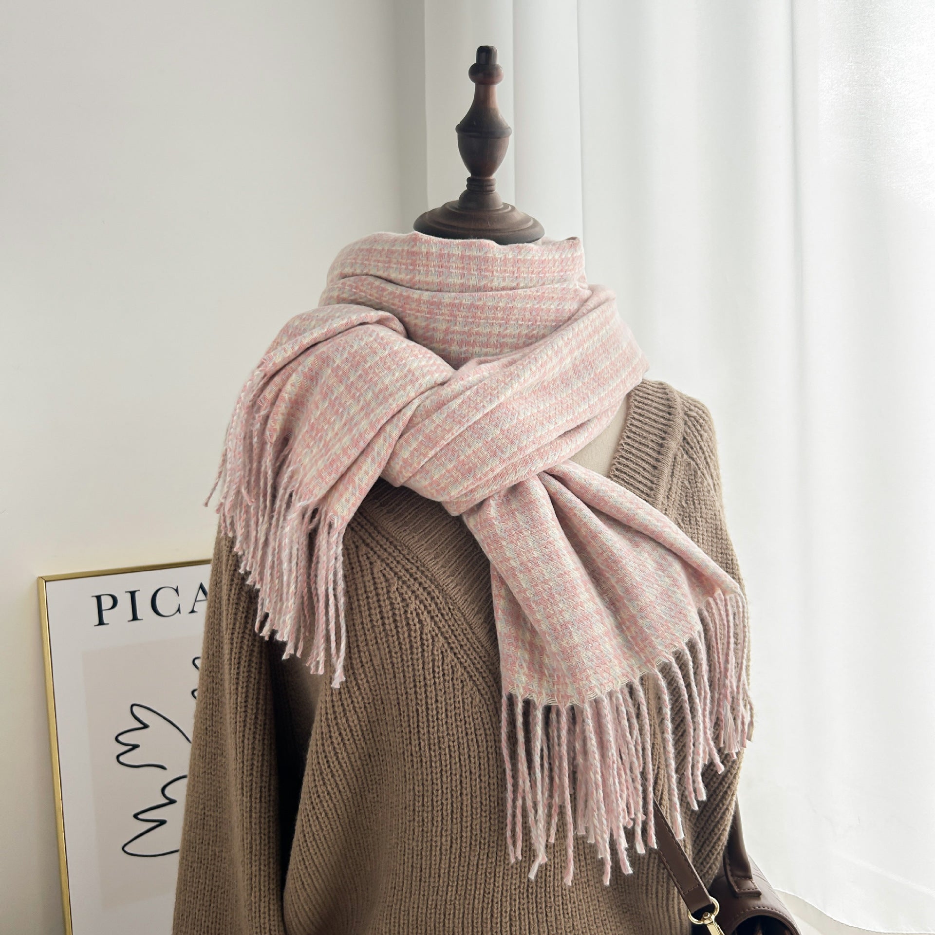 Bufanda Shanell Estilo Tweed con Flecos