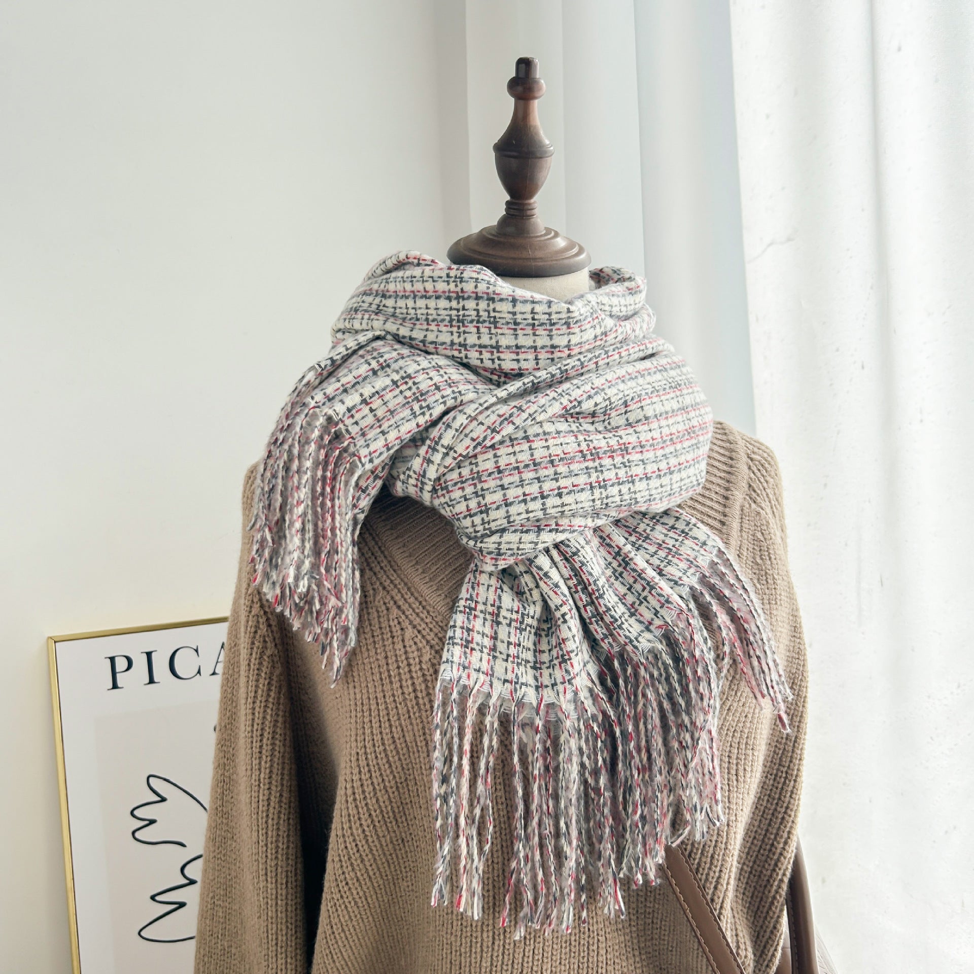 Bufanda Shanell Estilo Tweed con Flecos