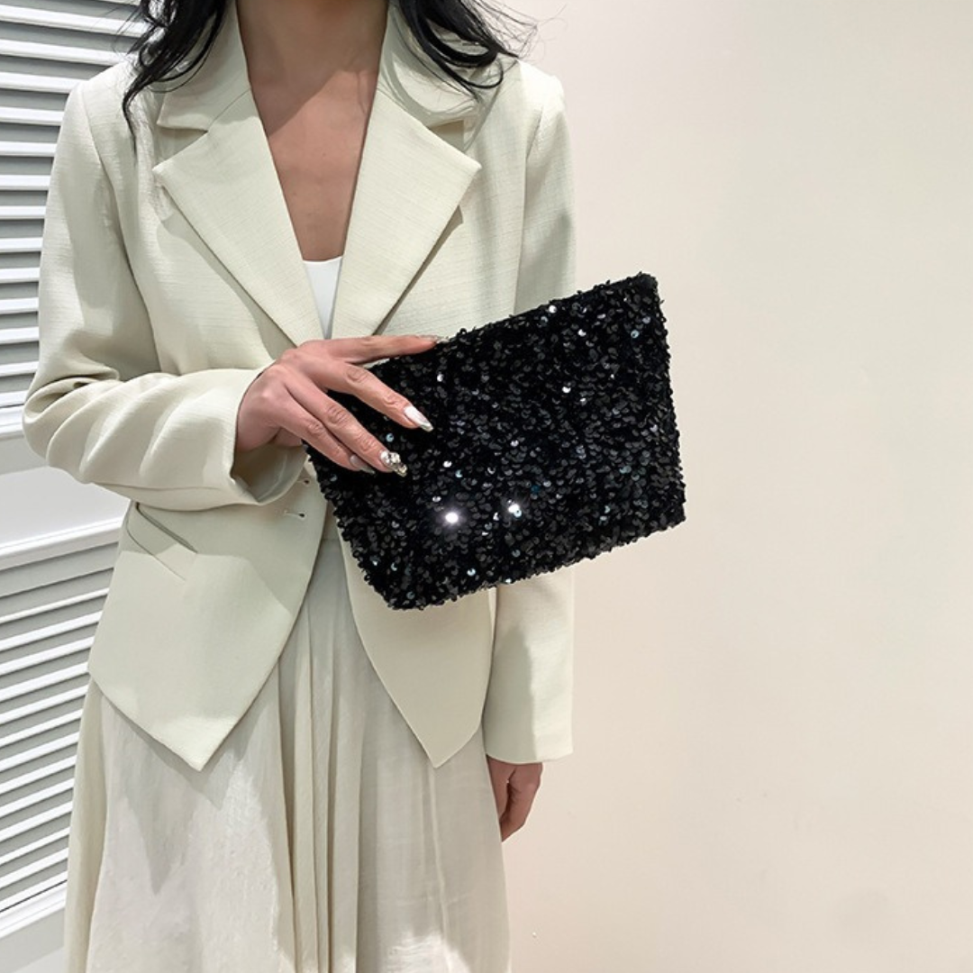 Bolso De Mano glitter Cosmetiquero Neceser Stardust | Negro