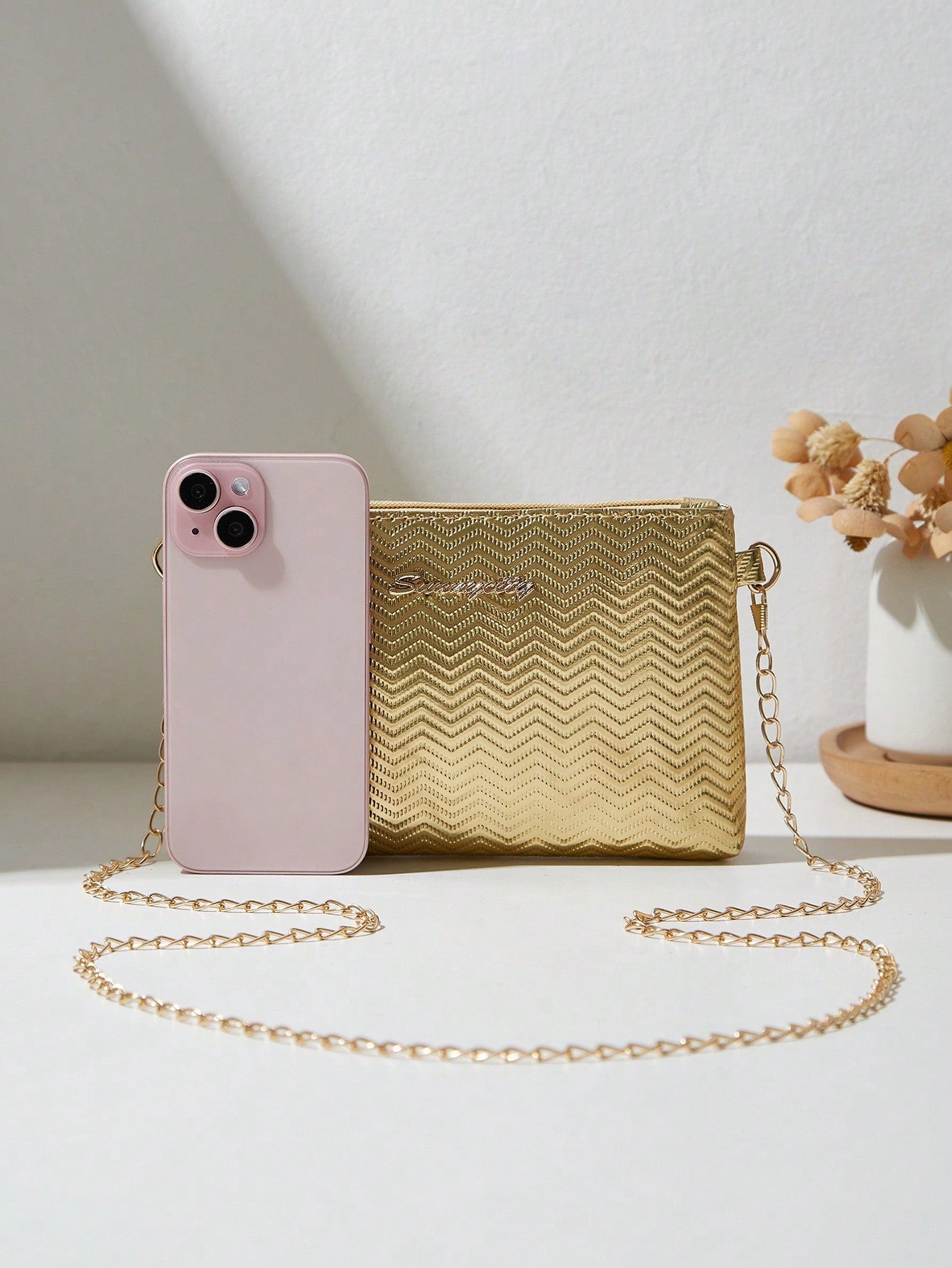 Bolso de mano Clutch Dorado Sunny City