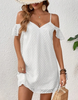 Vestido de Verano Catalina Blanco con tiritas y hombros descubiertos - Talla M