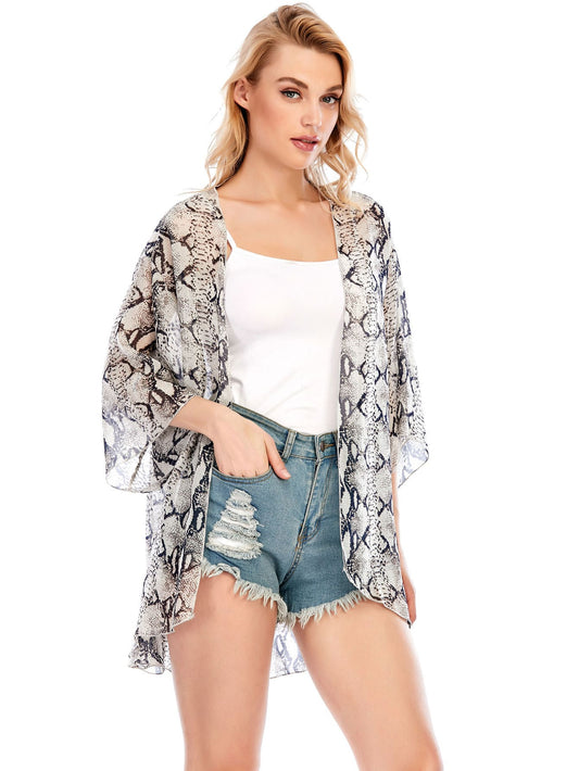 Kimono Mujer Snake Gris Beige - Talla L/XL