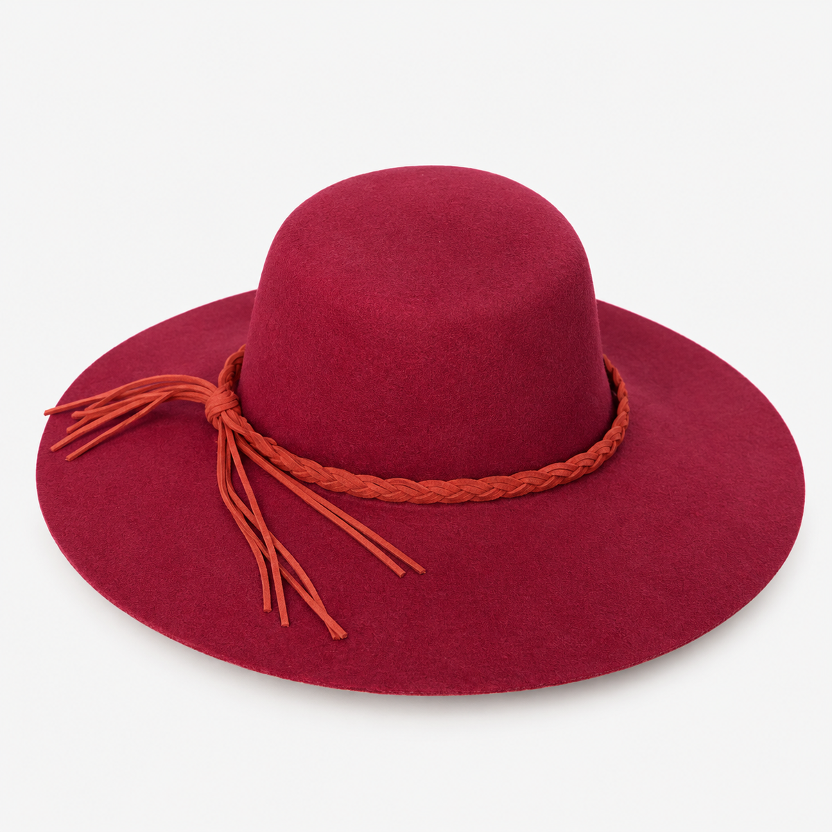 Sombrero Fedora Burdeos Callie con Trenza Decorativa