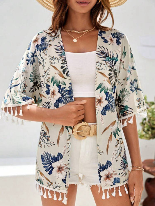 Kimono Corto Tropical Verde - Talla M