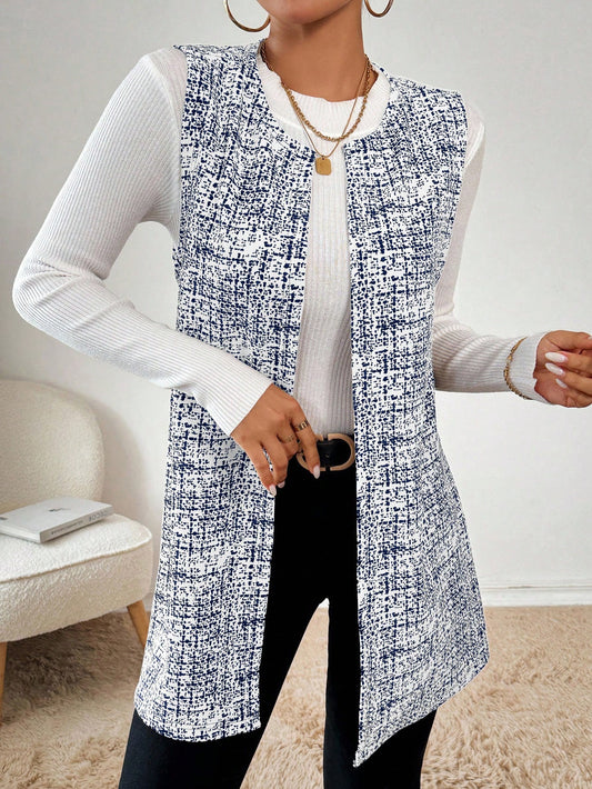 Cardigan Chaleco Uma azul con blanco - Talla M
