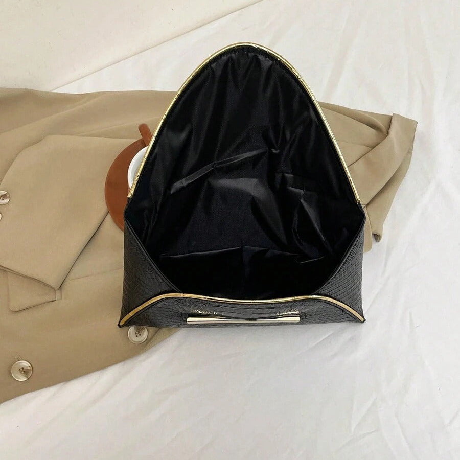 Sobre Clutch Mujer Vanite Cuerina Estampado Geométrico - Negro