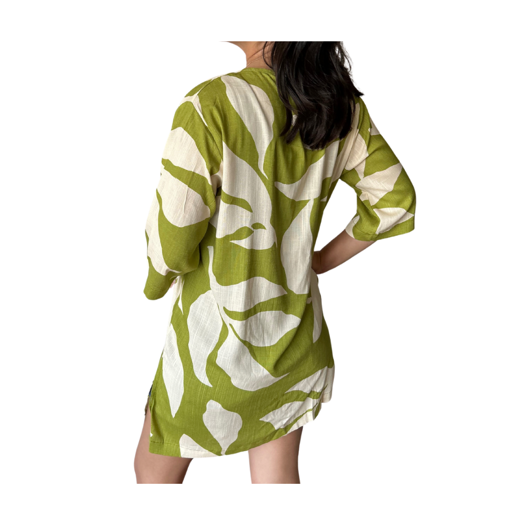 Kimono Corto Vienna con estampado de Hojas - Talla M