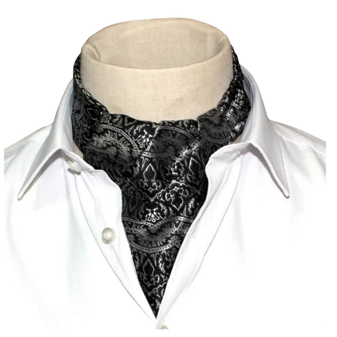 Bufanda Corbata Hombre Seda Modelo Callun - Negro/Gris