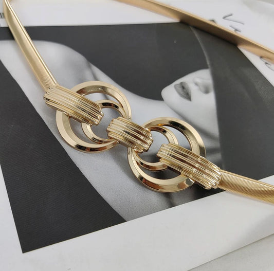 Cinturón Correa Elástica Monique para Mujer - Dorado