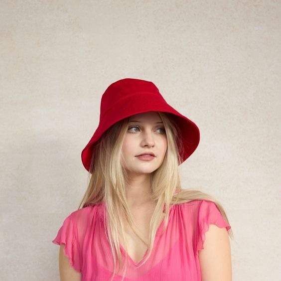 Bucket Hat Clasico Unisex Rojo: Gorro de 58cm