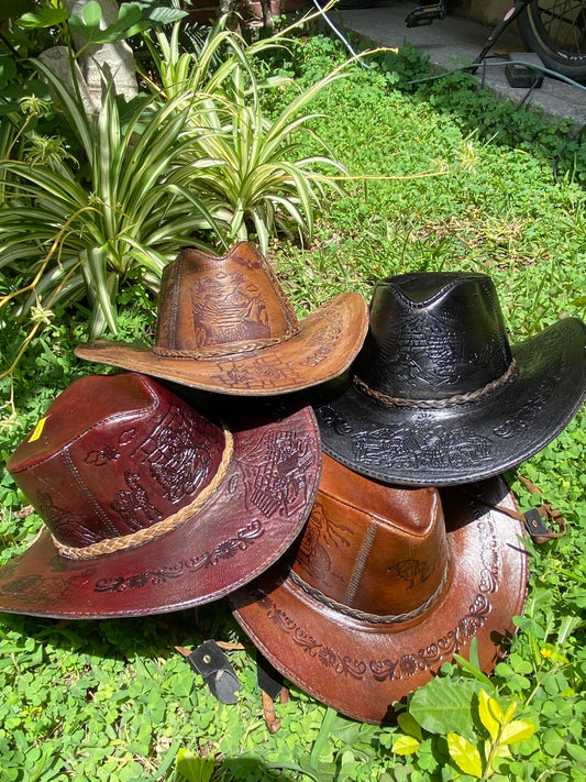 Sombrero Bernardo Vaquero de Cuero con Diseño