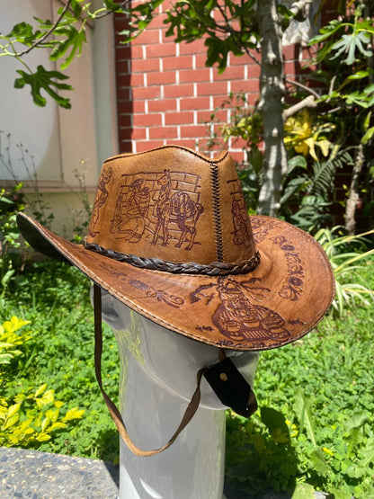 Sombrero Bernardo Vaquero de Cuero con Diseño