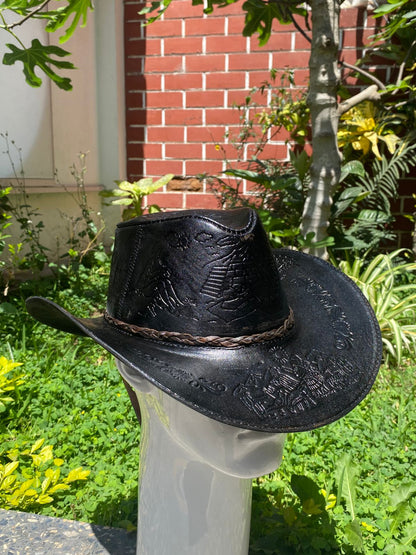 Sombrero Bernardo Vaquero de Cuero con Diseño