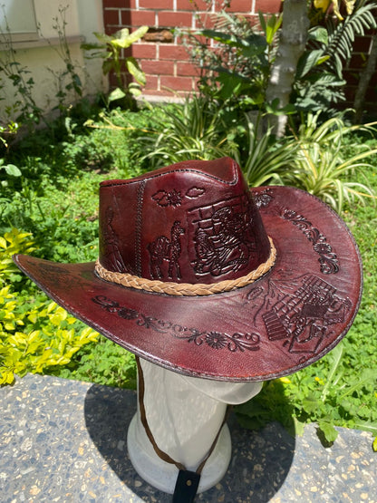 Sombrero Bernardo Vaquero de Cuero con Diseño