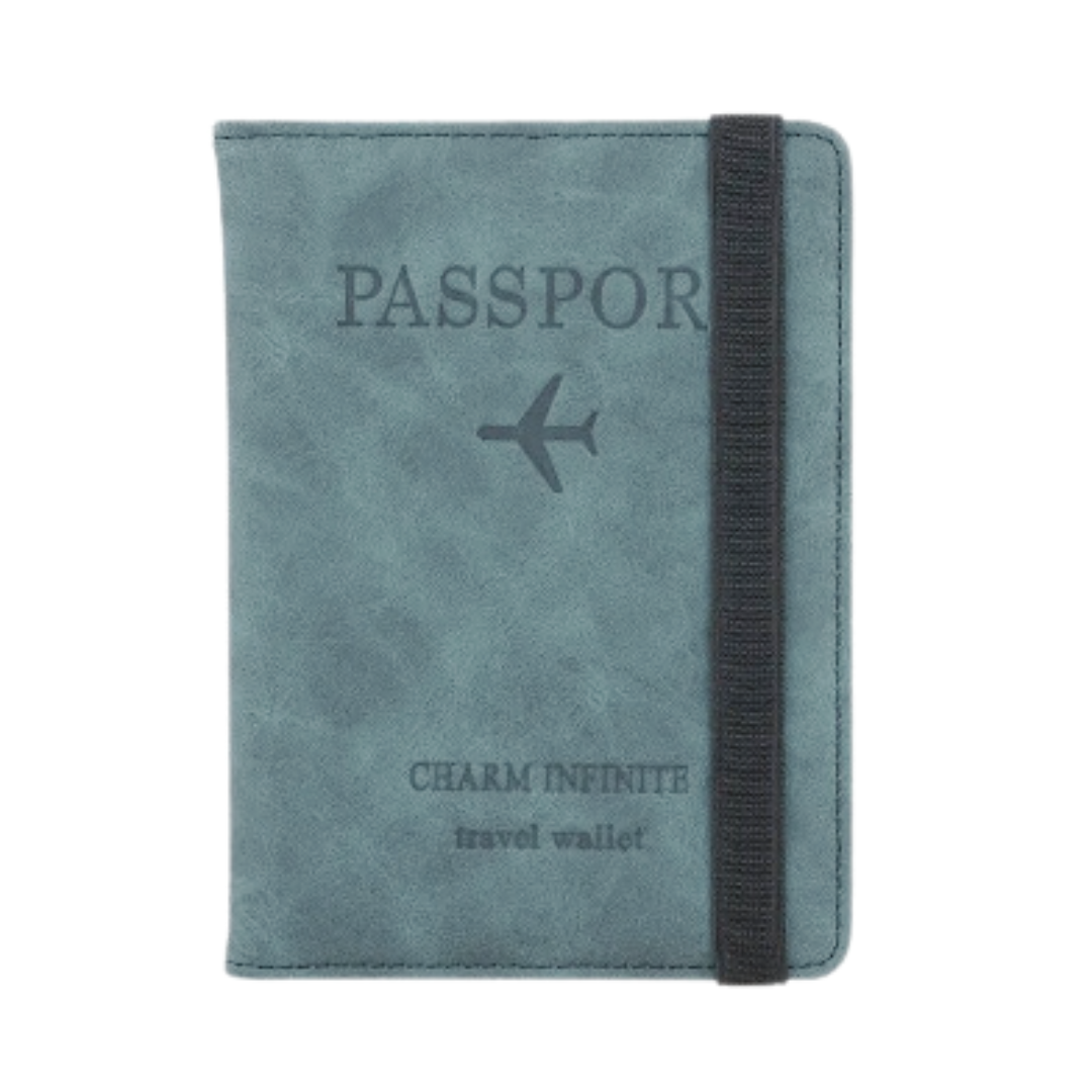 Porta Pasaporte Travel Wallet Modelo RFID BLOCKING - Azul Acero