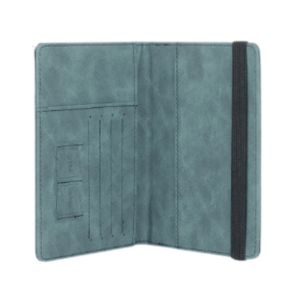 Porta Pasaporte de cuero Azul acero RFID BLOCKING - Travel Wallet