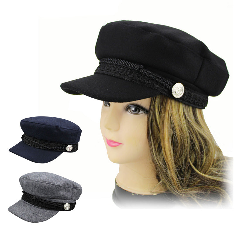 Boina Militar Inglesa Pana para mujer | Negro