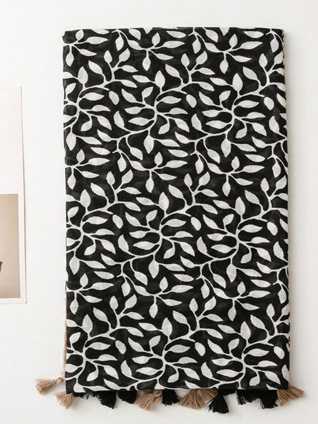 Pashmina Carmina de hojas | Negro