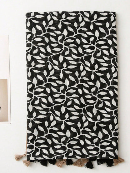 Pashmina Carmina de hojas | Negro