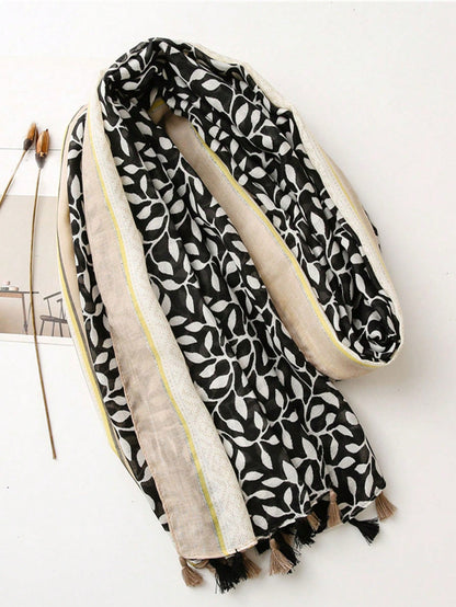 Pashmina Carmina de hojas | Negro