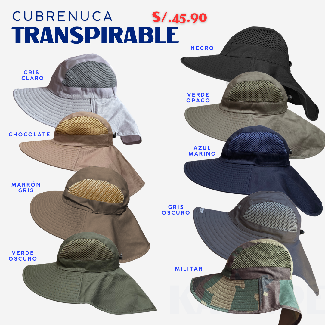Sombrero Cubrenuca Transpirable Gorro Alta Proteccion Sol