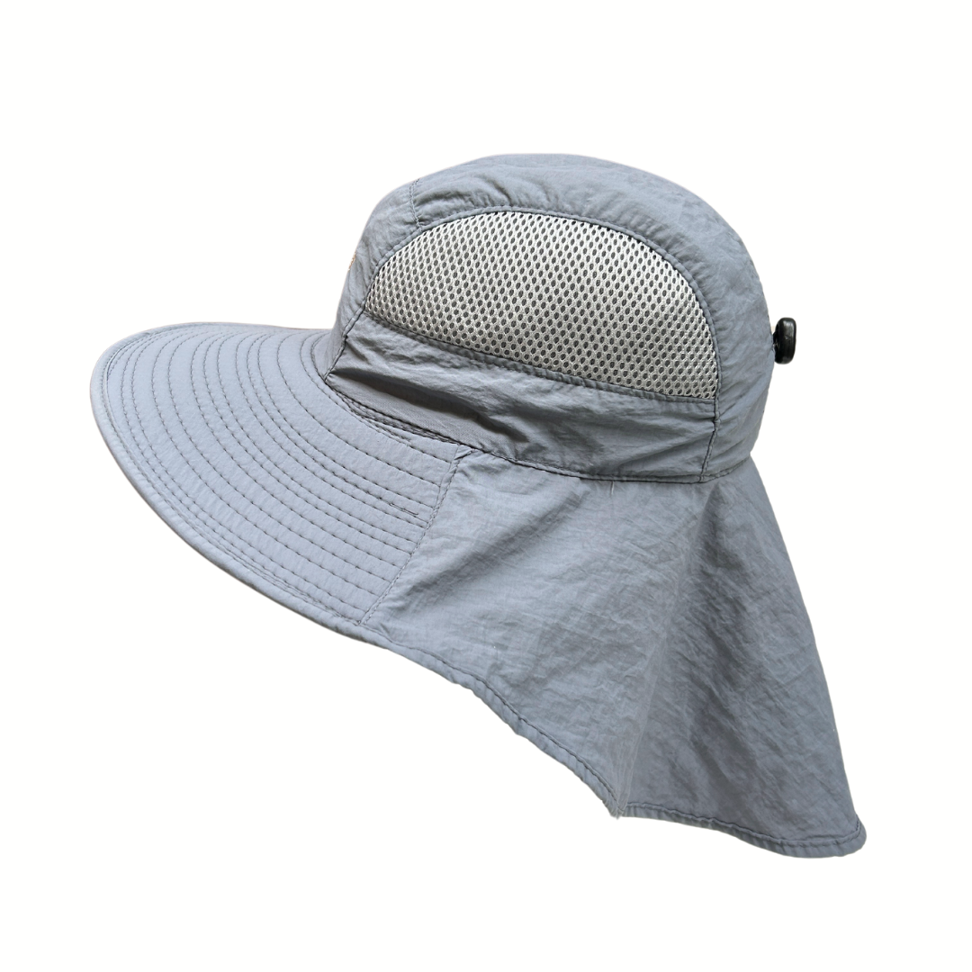 Sombrero Gorro Alta Proteccion Sol Cubre Nuca Impermeable - Gris Azulado