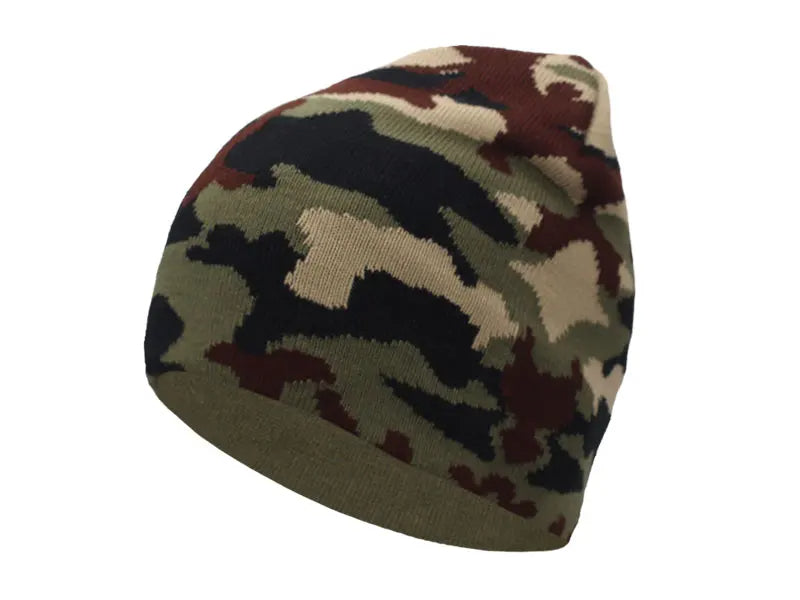 Beanie Ceñido Camuflaje Verde Gorro Hombre