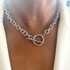 Collar Sahori Plateado cadena gruesa de acero inoxidable para mujer