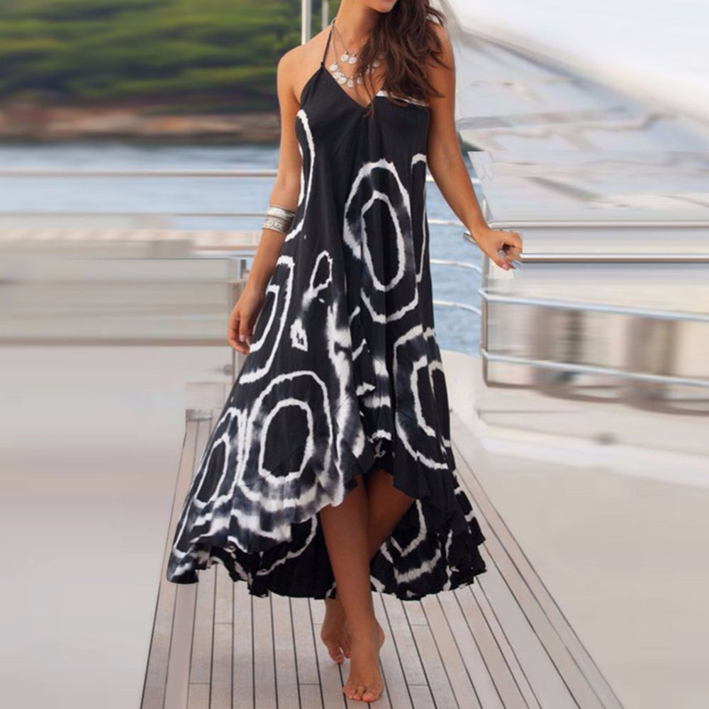 Vestido de Playa Largo Modelo Miller - Negro y Blanco - Talla S/M