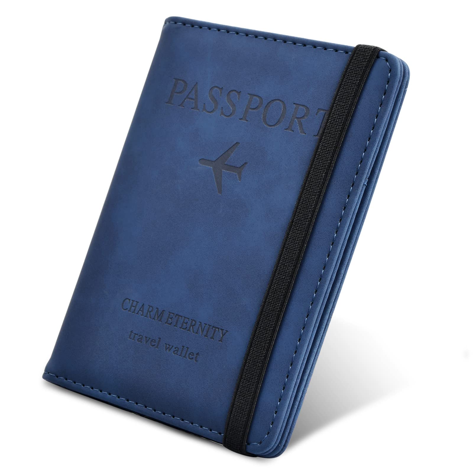 Porta Pasaporte de cuero Azul marino RFID BLOCKING - Travel Wallet