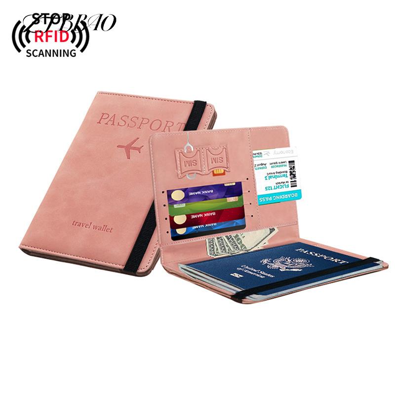Porta Pasaporte de cuero Rosado RFID BLOCKING - Travel Wallet