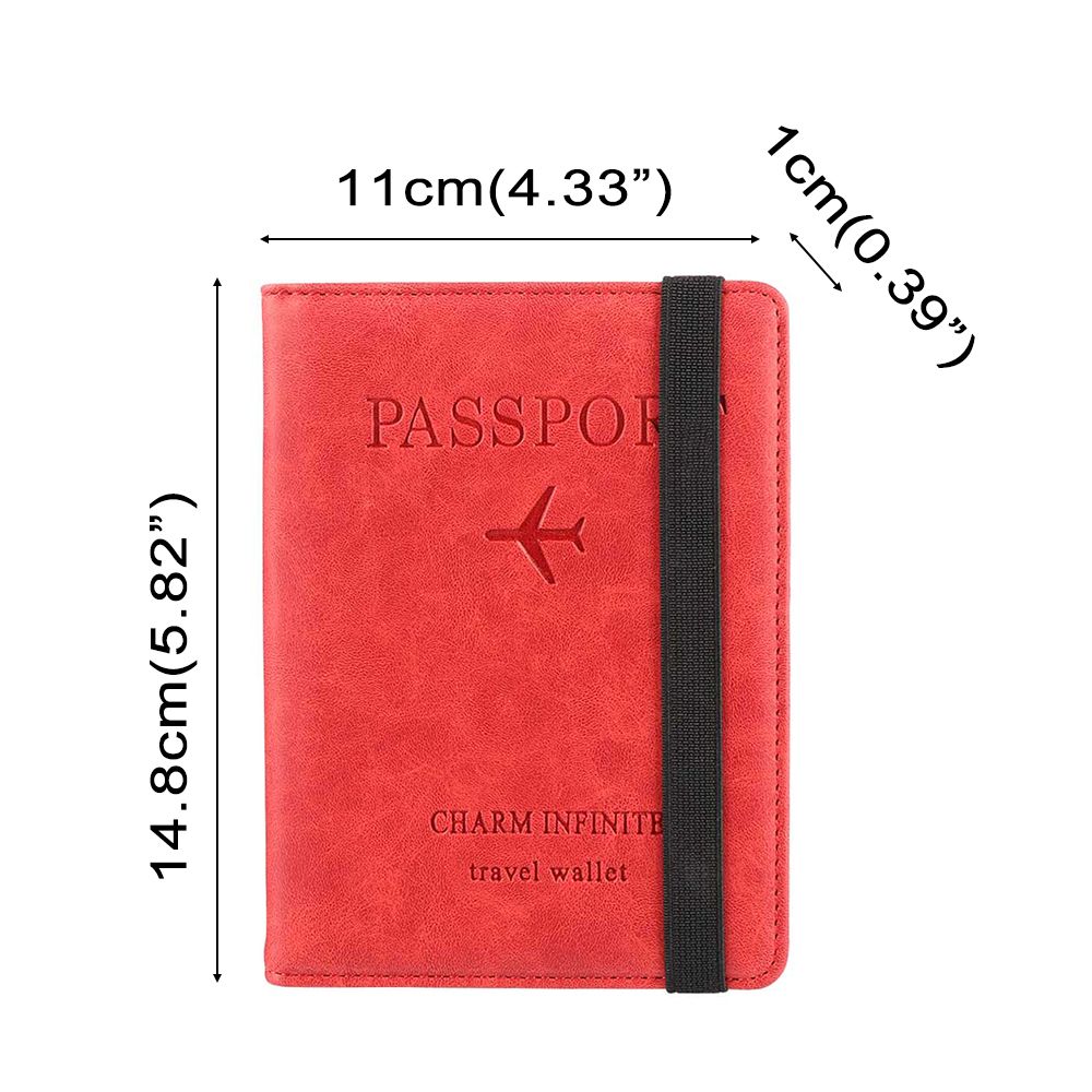 Porta Pasaporte de cuero Rojo RFID BLOCKING - Travel Wallet