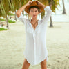 Blusa Salida de Playa Carrie Blanco Manga Larga Talla M/L