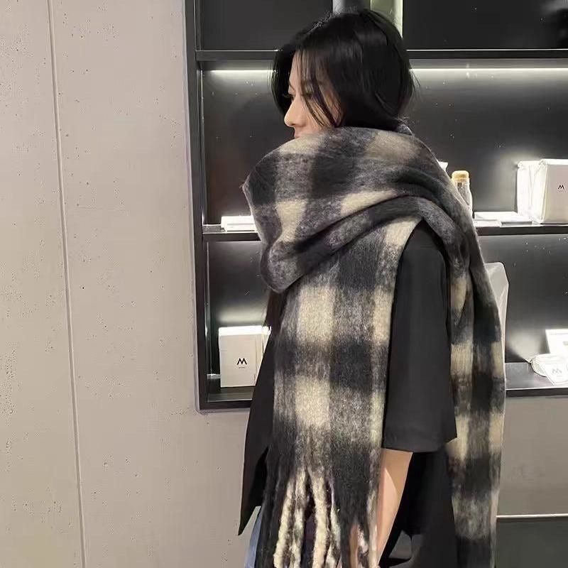 Bufanda Samahara Maxi Chalina de cuadros | Negro