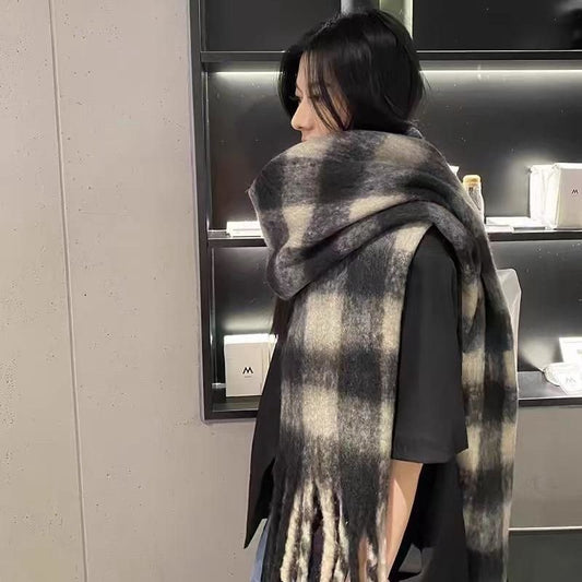 Bufanda Samahara Maxi Chalina de cuadros | Negro