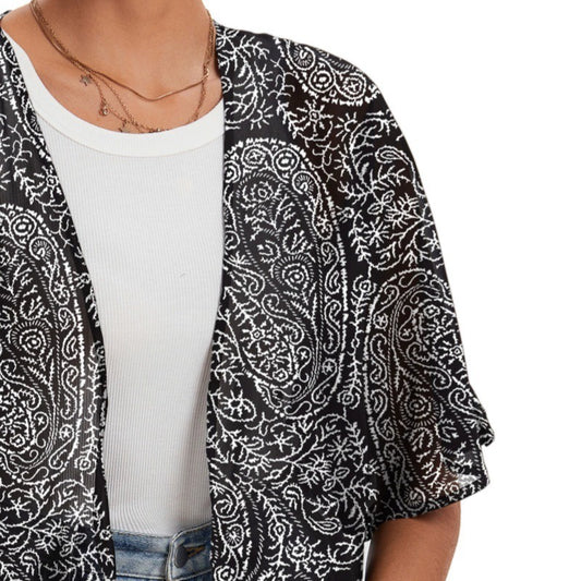 Kimono Salma Estampado Paisley Negro - Talla L