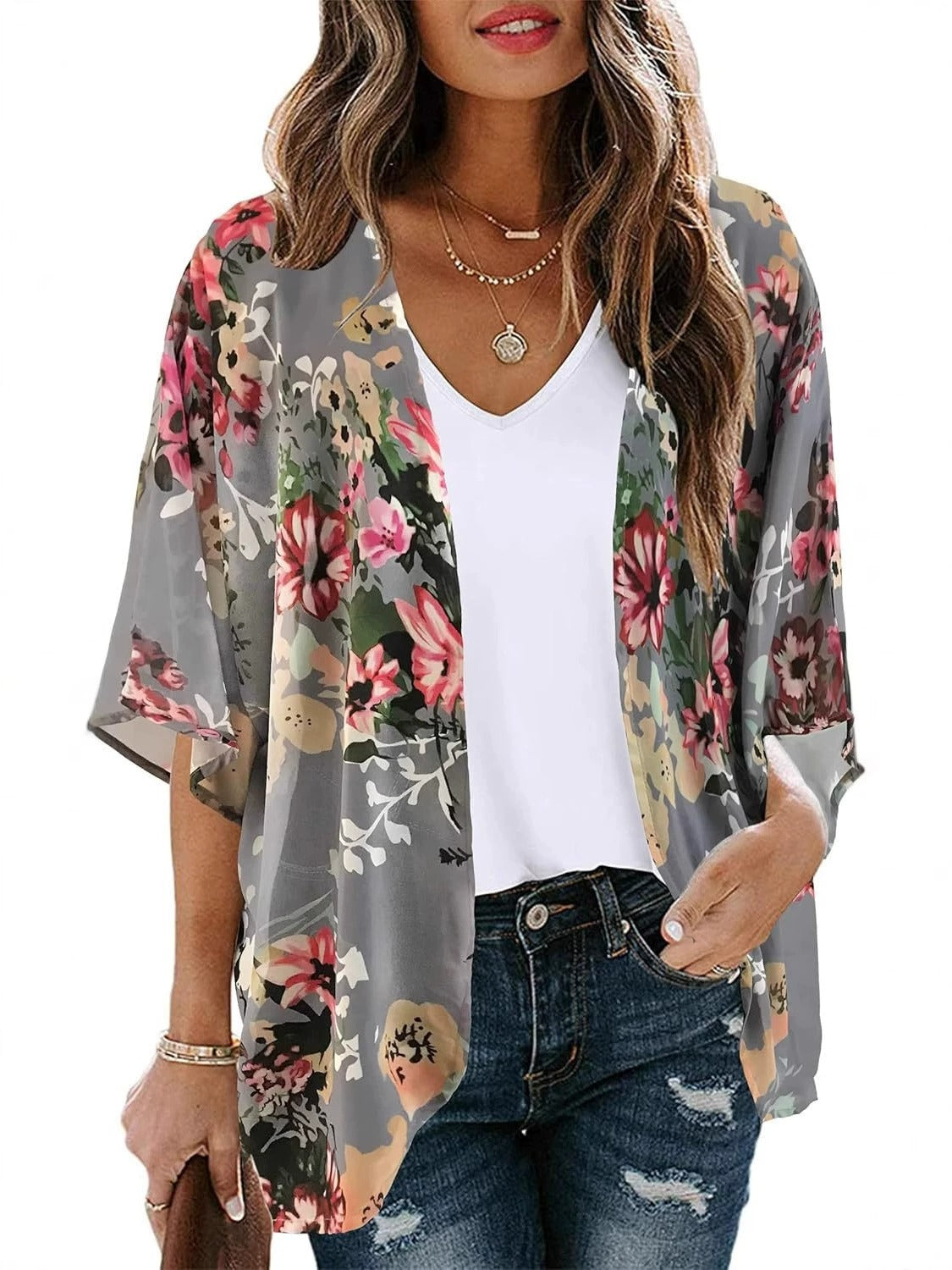 Kimono Nadia Cardigan con estampado floral - Talla L