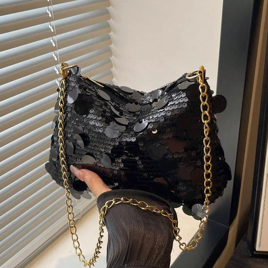 Bolso glitter Cartera de Fiesta Manon con Lentejuelas - Negro