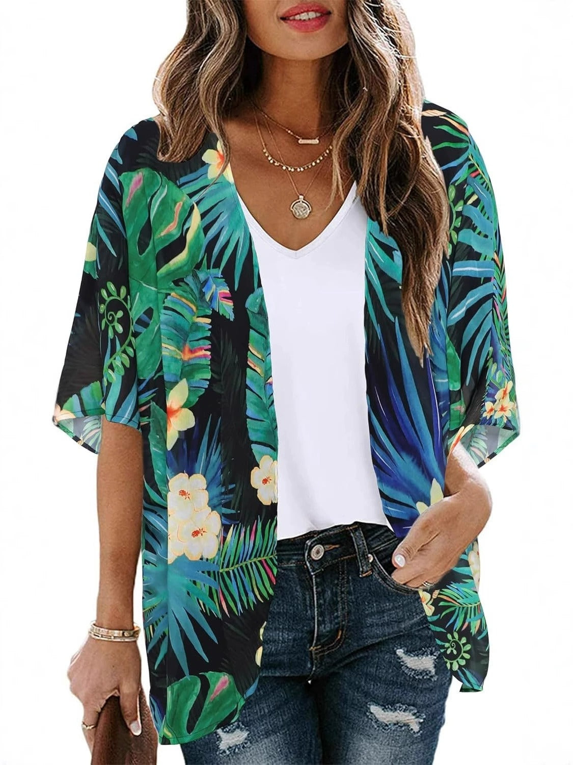 Kimono Malika Cardigan con estampado floral - Talla L