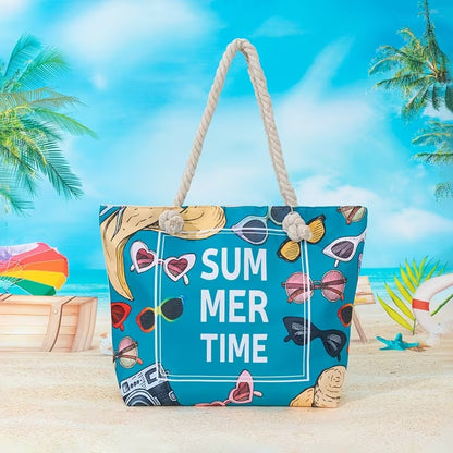 Maxi Bolso de Playa a Rayas Lentis - Turquesa