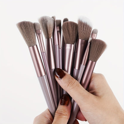 Set de 13 Brochas de Maquillaje – Kit Completo para Rostro y Ojos