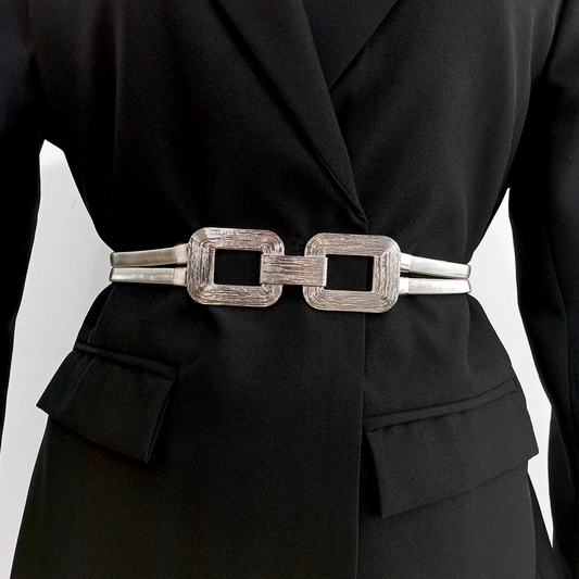 Cinturon Celile Plateado correa elastico