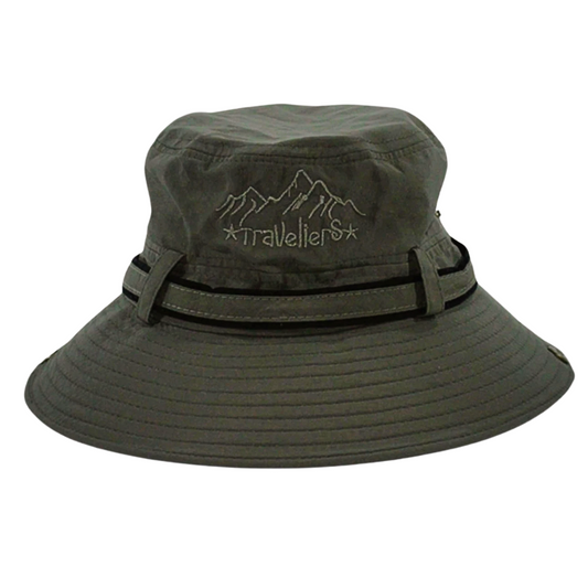 Travellers Cinta Sombrero Safari de pesca - Verde Militar
