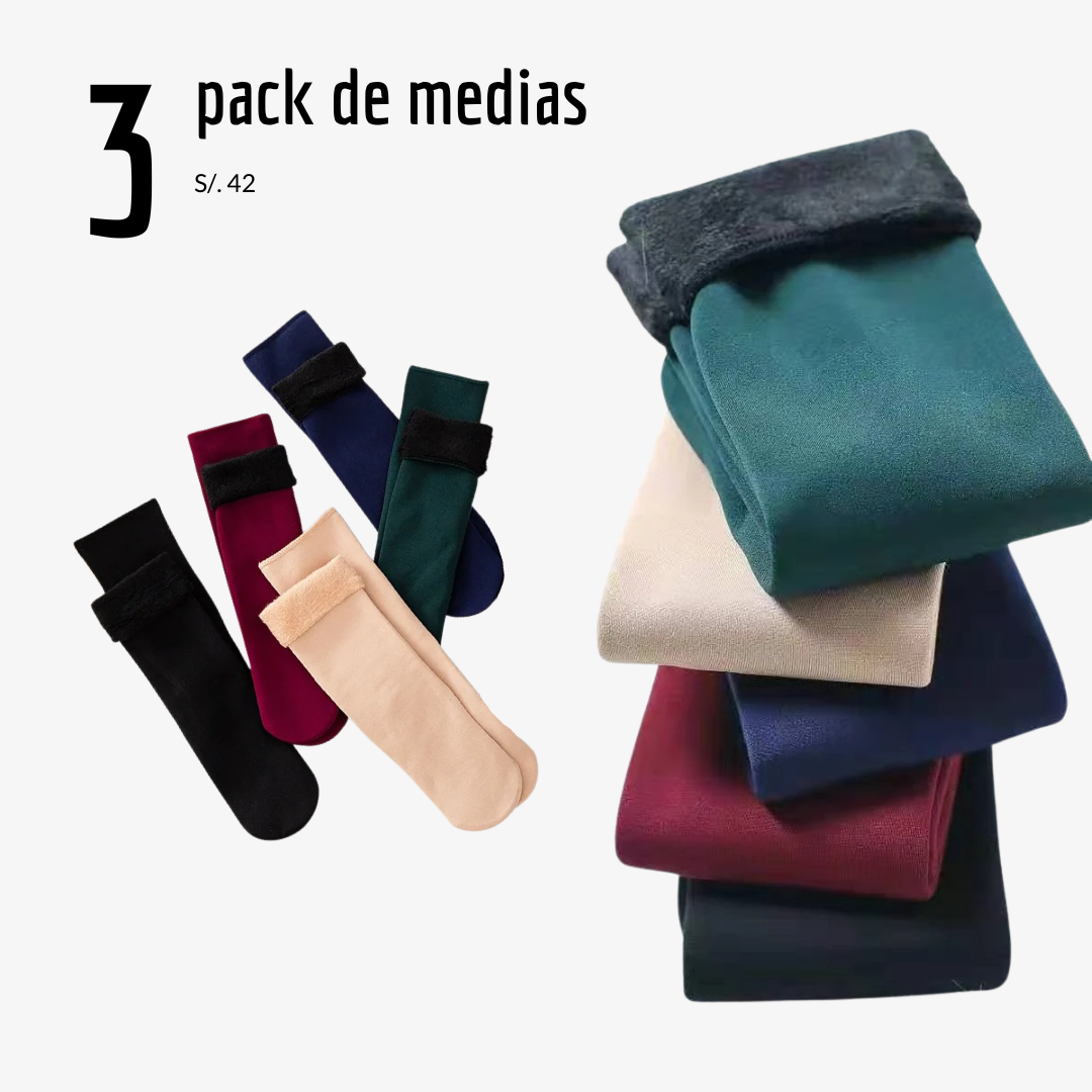 Pack de 3 medias térmicas para invierno con interior polar