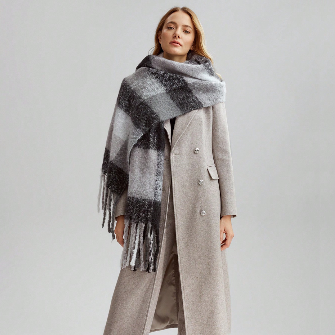 Bufanda Luhana Maxi Chalina a Cuadros | Gris